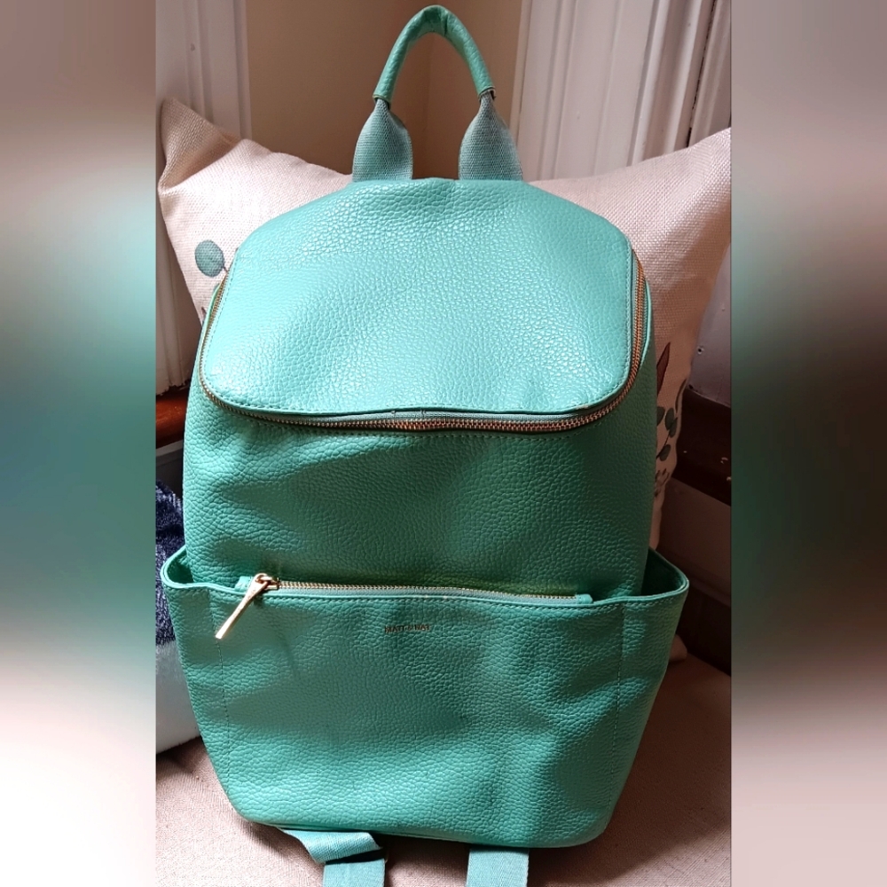 Matt and Nat Vegan Leather Backpack in Mint Green